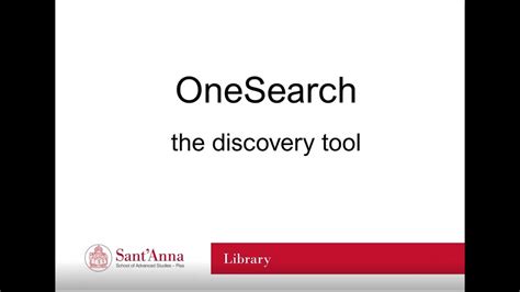 OneSearch Discovery Tool .